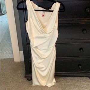 White cocktail (wedding?) dress by Suzi Chin.